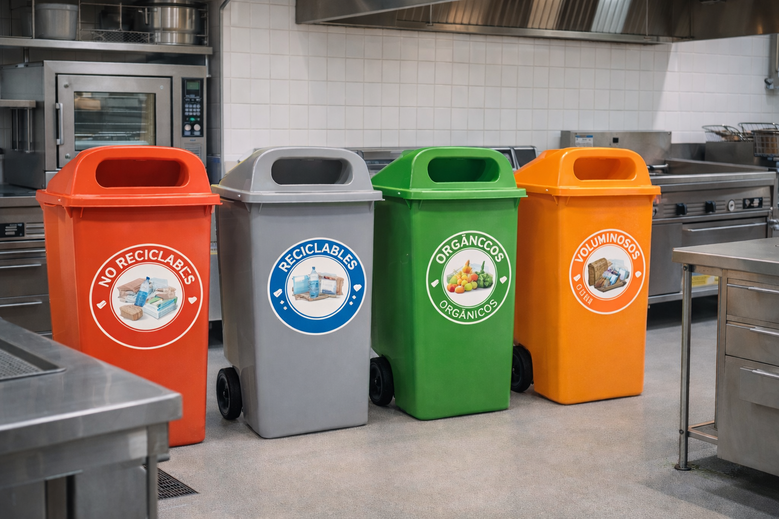 Bote de basura grande para cocina industrial y restaurantes