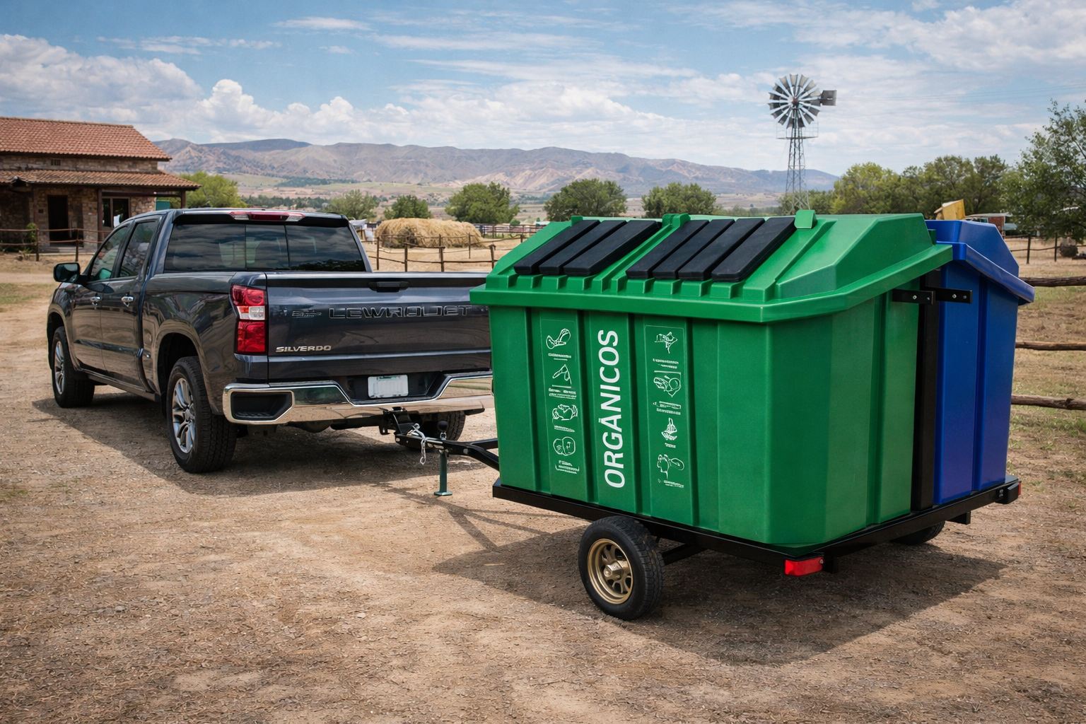 Bote de basura grande con ruedas para f&aacute;cil transporte