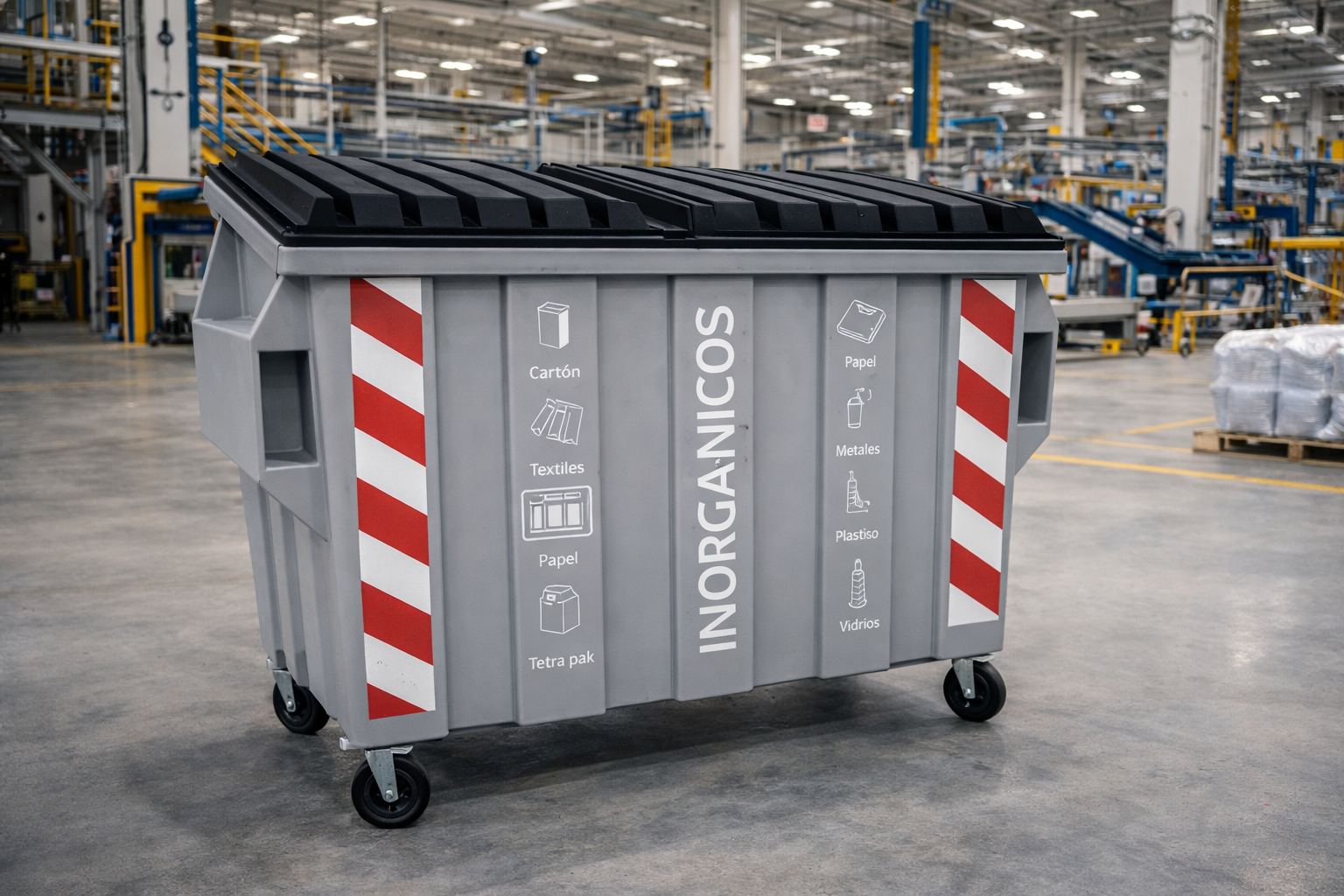 Bote de basura grande con tapa para interiores y exteriores