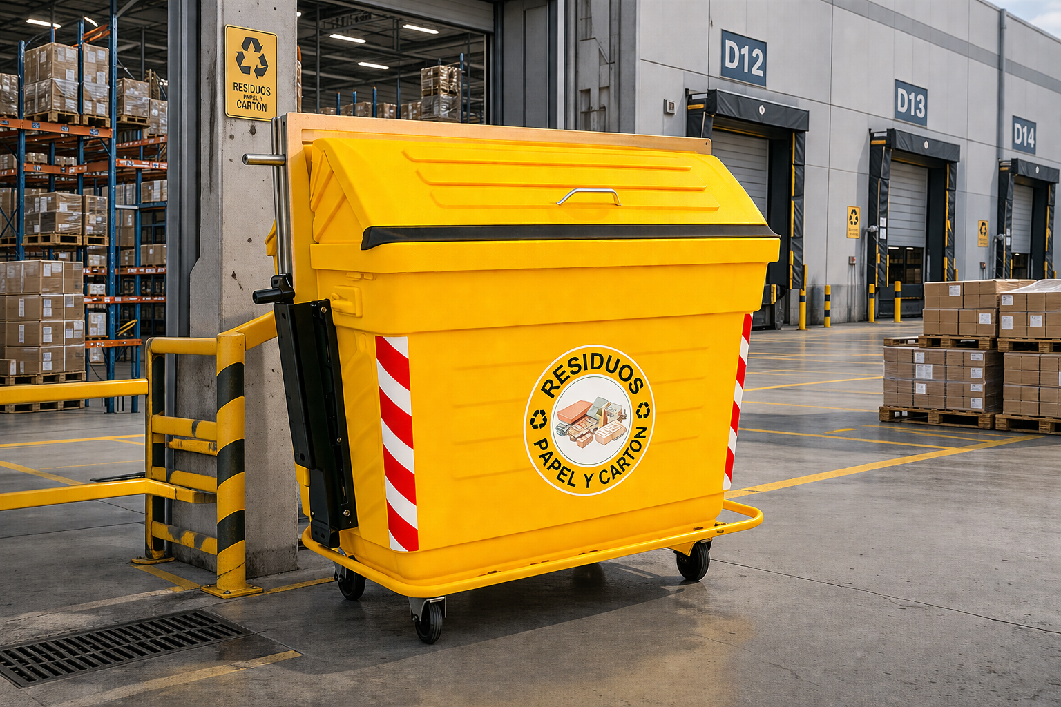 Bote de basura met&aacute;lico grande en acero inoxidable