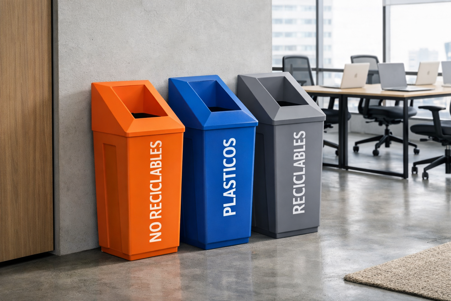 Botes de basura de colores para reciclaje y separaci&oacute;n de residuos en M&eacute;xico