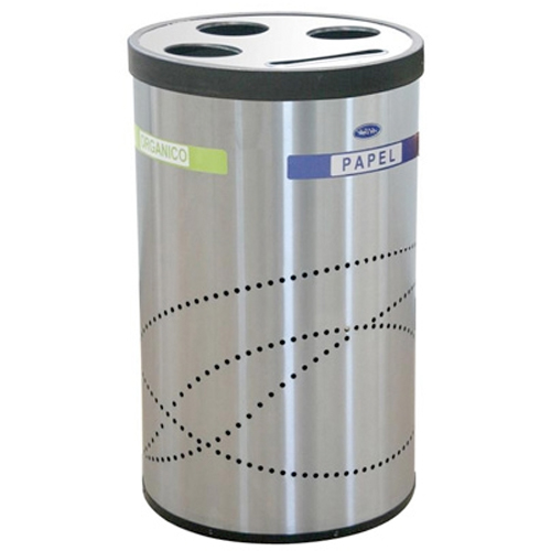 Papelera de acero inoxidable en pedestal para lobby y recepci&oacute;n