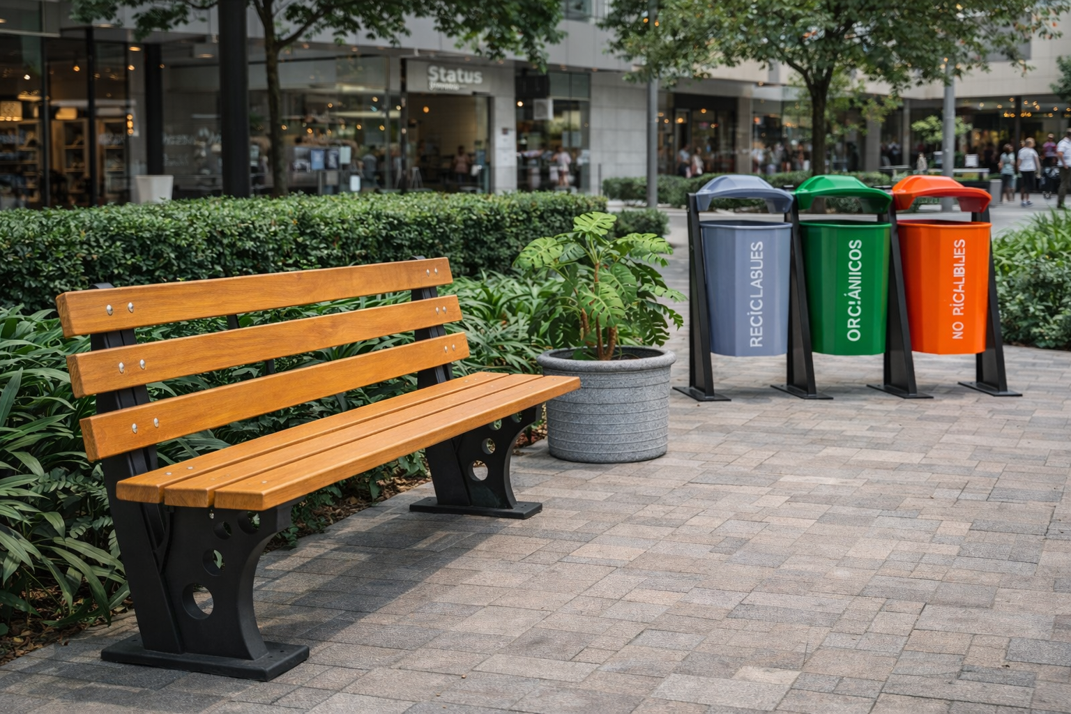 Papeleras exteriores de acero para parque y plaza