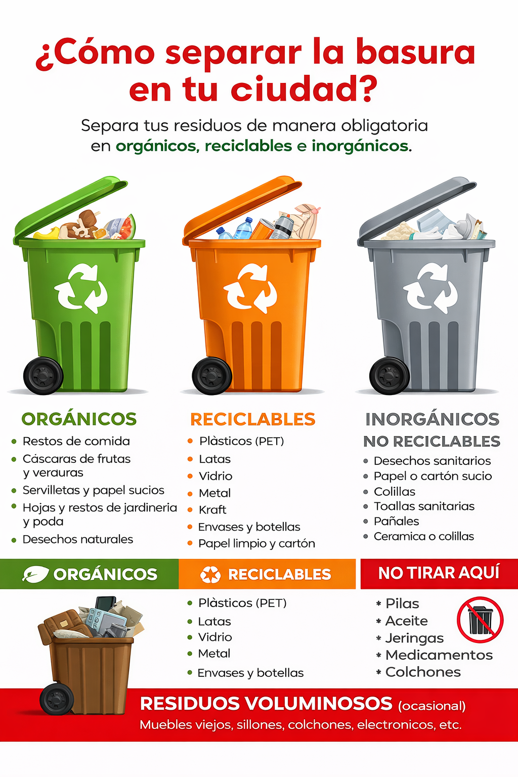 Se&ntilde;al&eacute;tica de reciclaje y separaci&oacute;n de residuos