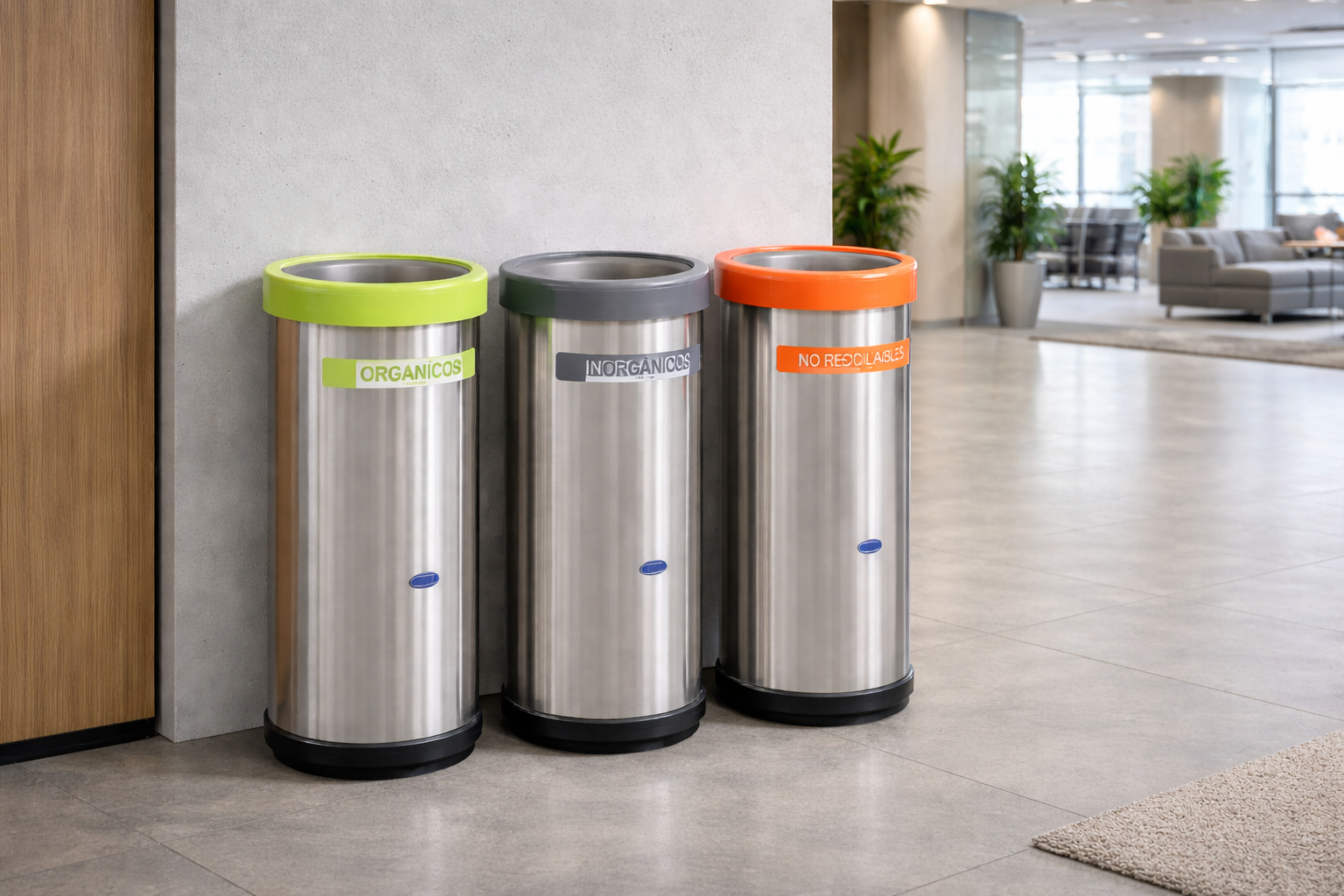 Kit separaci&oacute;n de residuos empresa botes colores SEMARNAT